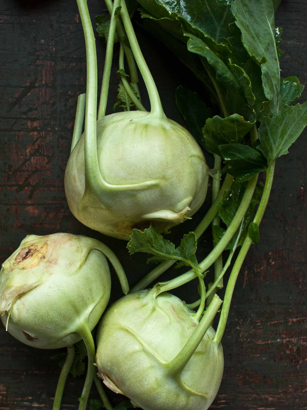 bulbs of green kohlrabi