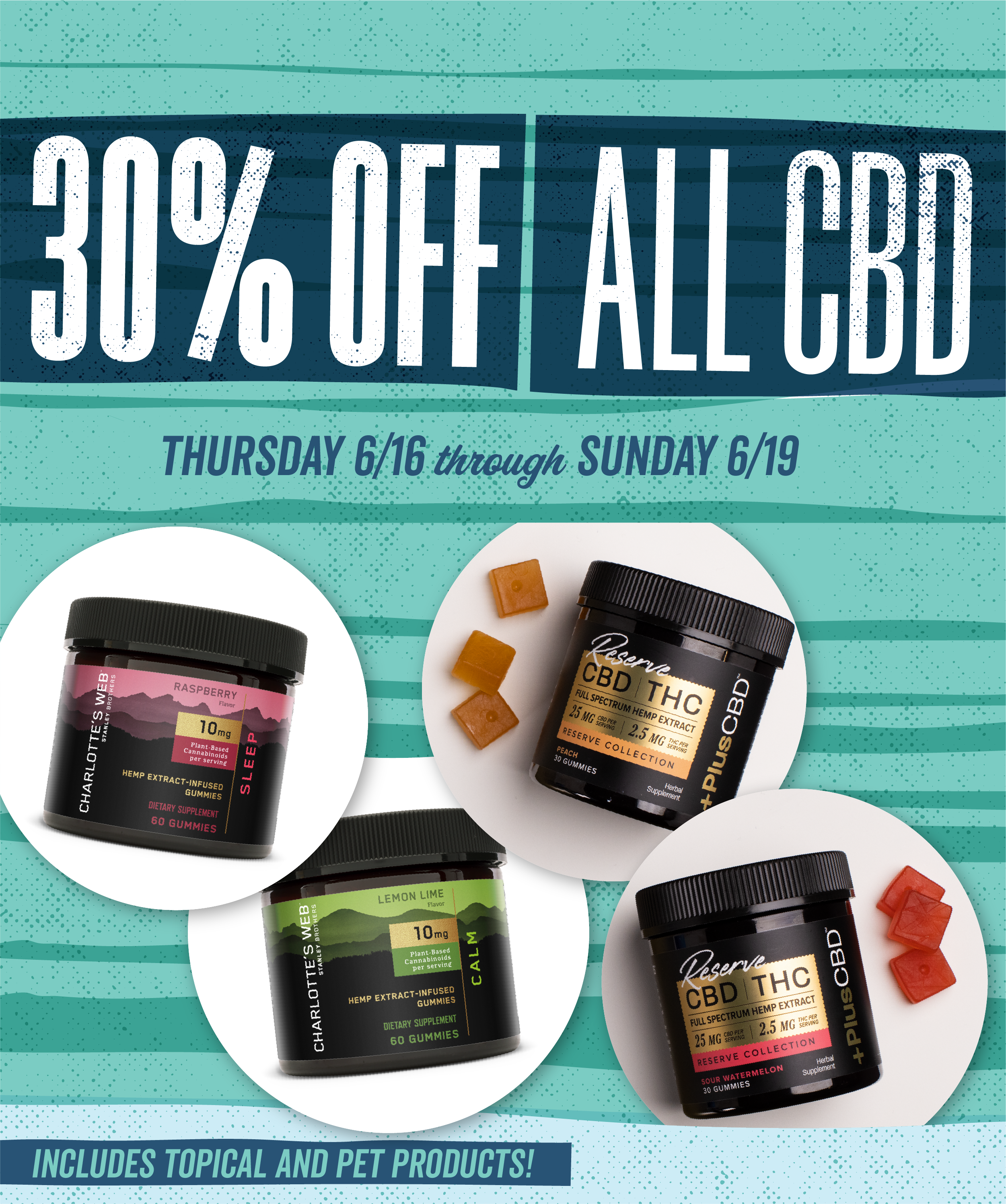 30% off all CBD products June 16-19